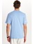 Erkek Slim Fit Dar Kesim Pamuklu Düz Basic Baskılı Bisiklet Yaka Mavi Tişört 4