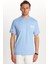 Erkek Slim Fit Dar Kesim Pamuklu Düz Basic Baskılı Bisiklet Yaka Mavi Tişört 5