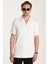 Erkek Slim Fit Dar Kesim %100 Pamuk Fermuarlı Beyaz Polo Yaka Tişört 2