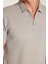 Erkek Slim Fit Dar Kesim %100 Pamuk Fermuarlı Gri Polo Yaka Tişört 3