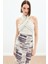 Halter Yaka Keten Crop Bluz - Bej 2