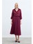 Kraşlı Kloş Etek - Bordo 3