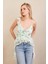 Kadın Mint Desenli Fırfırlı Şifon Bluz FS033 4