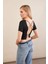 Kadın Siyah Sırtı Açık Crop Bluz AN6038 1
