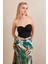 Kadın Siyah Korse Dikişli Crop Bluz AN6025 3