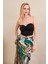 Kadın Siyah Korse Dikişli Crop Bluz AN6025 4