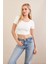 Kadın Beyaz Sırtı Açık Crop Bluz AN6038 3