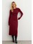 Kadın Bordo Bağlamalı Kaşkorse Midi Elbise MFRY2268 4