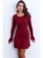 Kadın Bordo Bağlamalı Kaşkorse Mini Elbise FRY2175 1