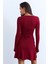 Kadın Bordo Bağlamalı Kaşkorse Mini Elbise FRY2175 2