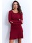 Kadın Bordo Bağlamalı Kaşkorse Mini Elbise FRY2175 4