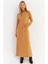 Kadın Camel Yakası Fermuarlı Maxi Sweat Elbise MTF12 1