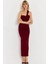 Kadın Bordo Asimetrik Yaka Maxi Elbise NH25455 3