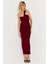 Kadın Bordo Asimetrik Yaka Maxi Elbise NH25455 4