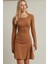 Kadın Camel Bağlamalı Kaşkorse Mini Elbise FRY2175 3