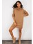 Kadın Camel Degaje Yaka Triko Mini Elbise YV73 2