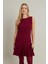 Kadın Bordo Etegi Pileli Mini Elbise FRY2265 2