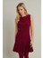 Kadın Bordo Etegi Pileli Mini Elbise FRY2265 3