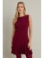 Kadın Bordo Etegi Pileli Mini Elbise FRY2265 4