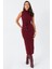 Kadın Bordo Kaşkorse Maxi Elbise MEY2924 1