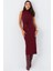 Kadın Bordo Kaşkorse Maxi Elbise MEY2924 3