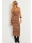 Kadın Camel-Siyah Leopar Askılı Maxi Yılbaşı Elbise GÇ184 3