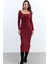 Kadın Bordo Kaşkorse Maxi Elbise EY1513 2
