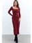 Kadın Bordo Kaşkorse Maxi Elbise EY1513 3