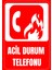 35 x 50 Acil Durum Telefonu Folyo Baskı Sticker Uyarı Levhası 1
