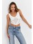 Kadın Ekru Ajurlu Crop Bluz SB030 3