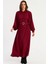 Kadın Bordo Kemerli Maxi Elbise MASF15 1