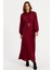Kadın Bordo Kemerli Maxi Elbise MASF15 4