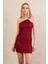 Kadın Bordo Aksesuarlı Mini Elbise FRY2315 1