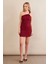 Kadın Bordo Aksesuarlı Mini Elbise FRY2315 3