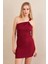 Kadın Bordo Aksesuarlı Mini Elbise FRY2315 5