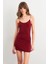 Kadın Bordo Maxi Elbise MEN2052 2