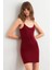 Kadın Bordo Maxi Elbise MEN2052 3