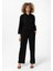 Josephine Kadın Siyah Oversize Ajurlu Polo Yaka Takım 1