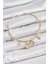 Pirinç Zirkon Taşlı Tavşan ve Kalp Model Gold Renk Charm Bileklik 1