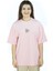 Loopnity | Pembe Renk Baskılı Kadın T-Shirt | Oversize 2