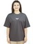 Nocturnis | Gri Renk Baskılı Kadın T-Shirt | Oversize 2