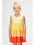 Açık Sarı-Turuncu Kat Kat Renkli Kız Çocuk Büzgülü Askılı Elbise 2