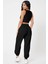 Kadın Siyah Kaşkorse Cepli Jogger Eşofman Altı ve Crop Top Bluz 2