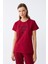 Modaserdem Akbeniz Kadın Bordo Kalp Desenli Kısa Kollu Penye Pijama Takımı 5