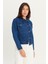 %100 Pamuk Regular Fit Normal Kesim Desenli Mavi Denim Jean Ceket 1
