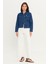 %100 Pamuk Regular Fit Normal Kesim Desenli Mavi Denim Jean Ceket 3