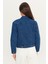 %100 Pamuk Regular Fit Normal Kesim Desenli Mavi Denim Jean Ceket 5