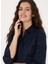 Slim Fit Gömlek Yaka Lacivert Kadın Gömlek SALY025Y 2