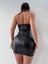 Siyah Pu Deri Çapraz Boyundan Bağlamalı Bodycon 3