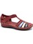 Kadın Comfort Deri Sandalet Bordo 23033319Y 1